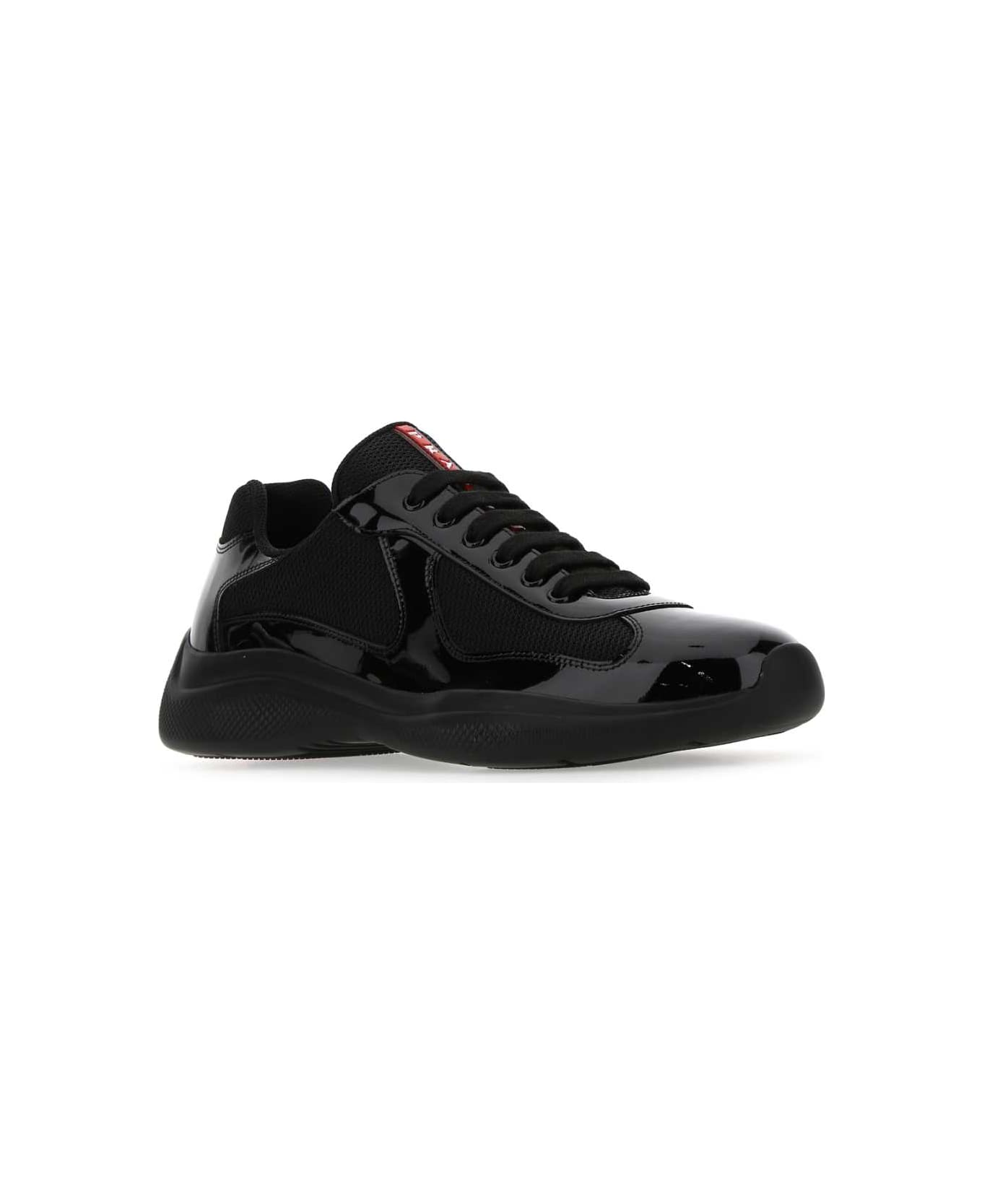 Prada Black Fabric And Leather America S Cup Sneakers - NERO
