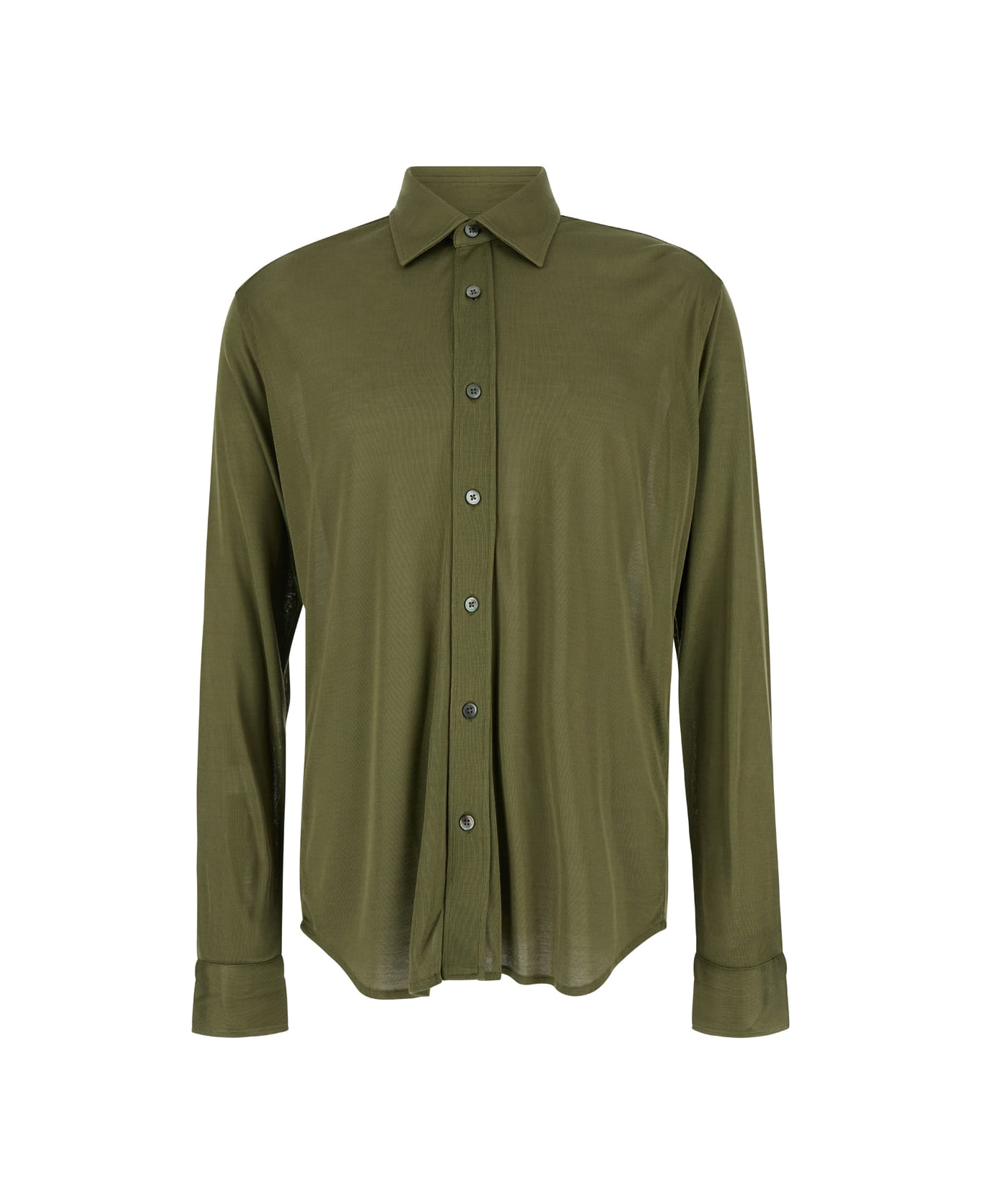 Tom Ford Khaki Green Satin Shirt In Silk Man - Green