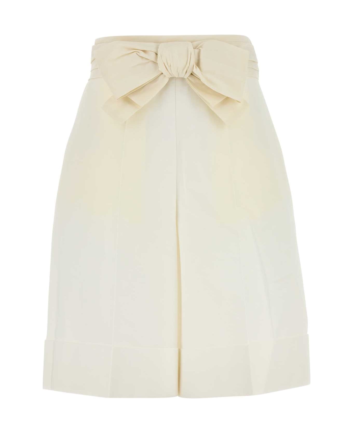 Valentino Garavani White Cotton Blend Bermuda Shorts - AVORIO