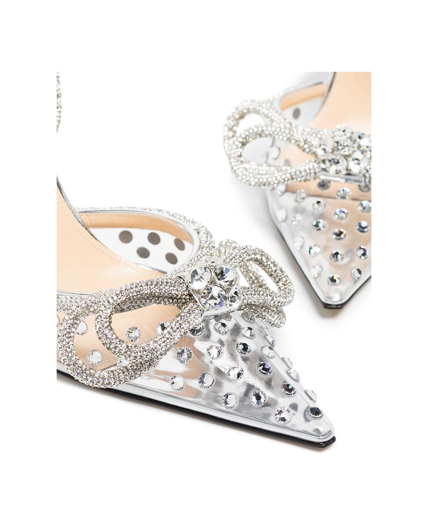 Mach & Mach Double Bow 100 Mm Crystal Embellished Slingback - Silver