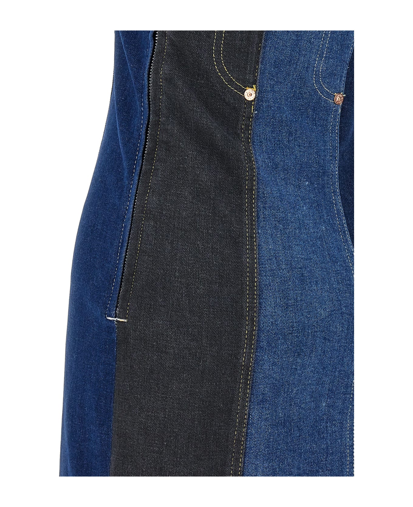 M05CH1N0 Jeans Patchwork Mini Dress - Blue