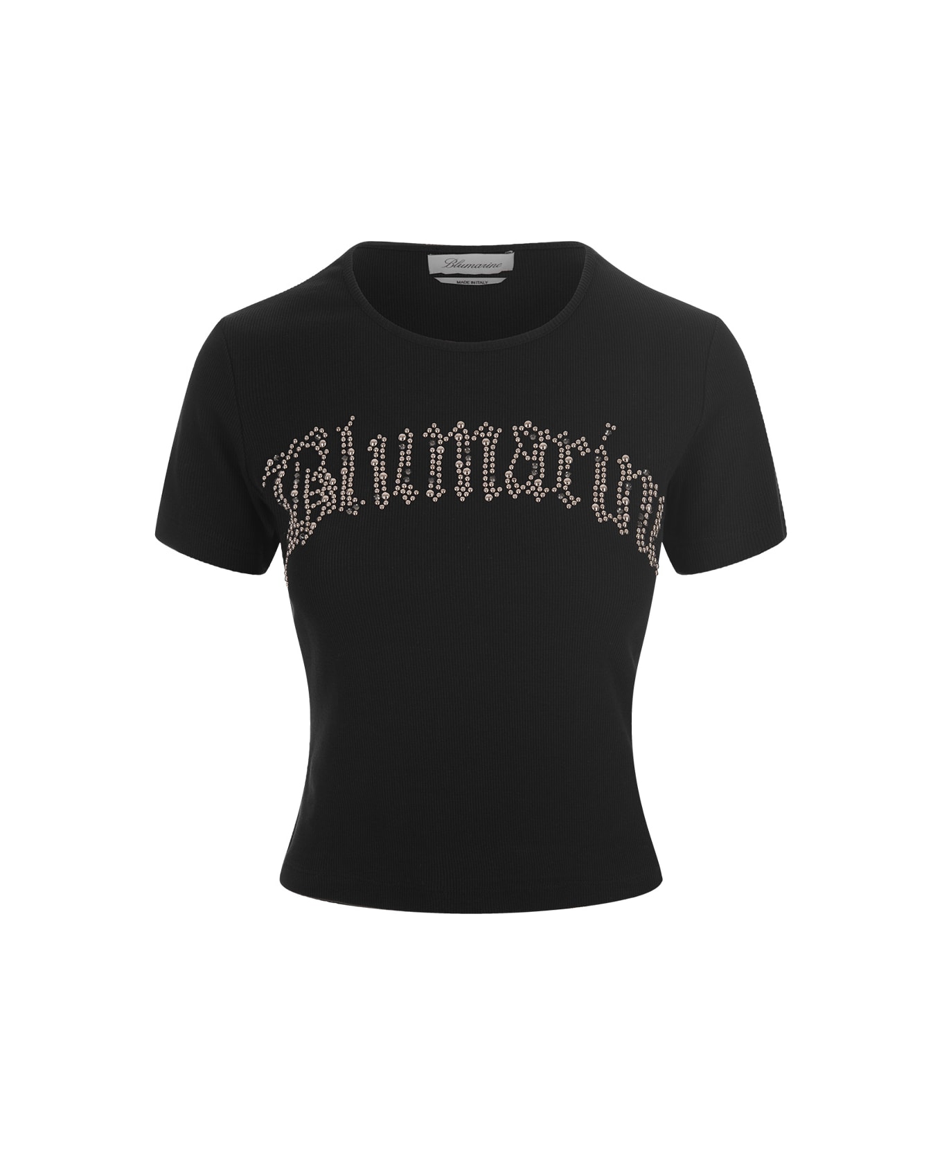 Blumarine Black T-shirt With Jewel Logo - Nero