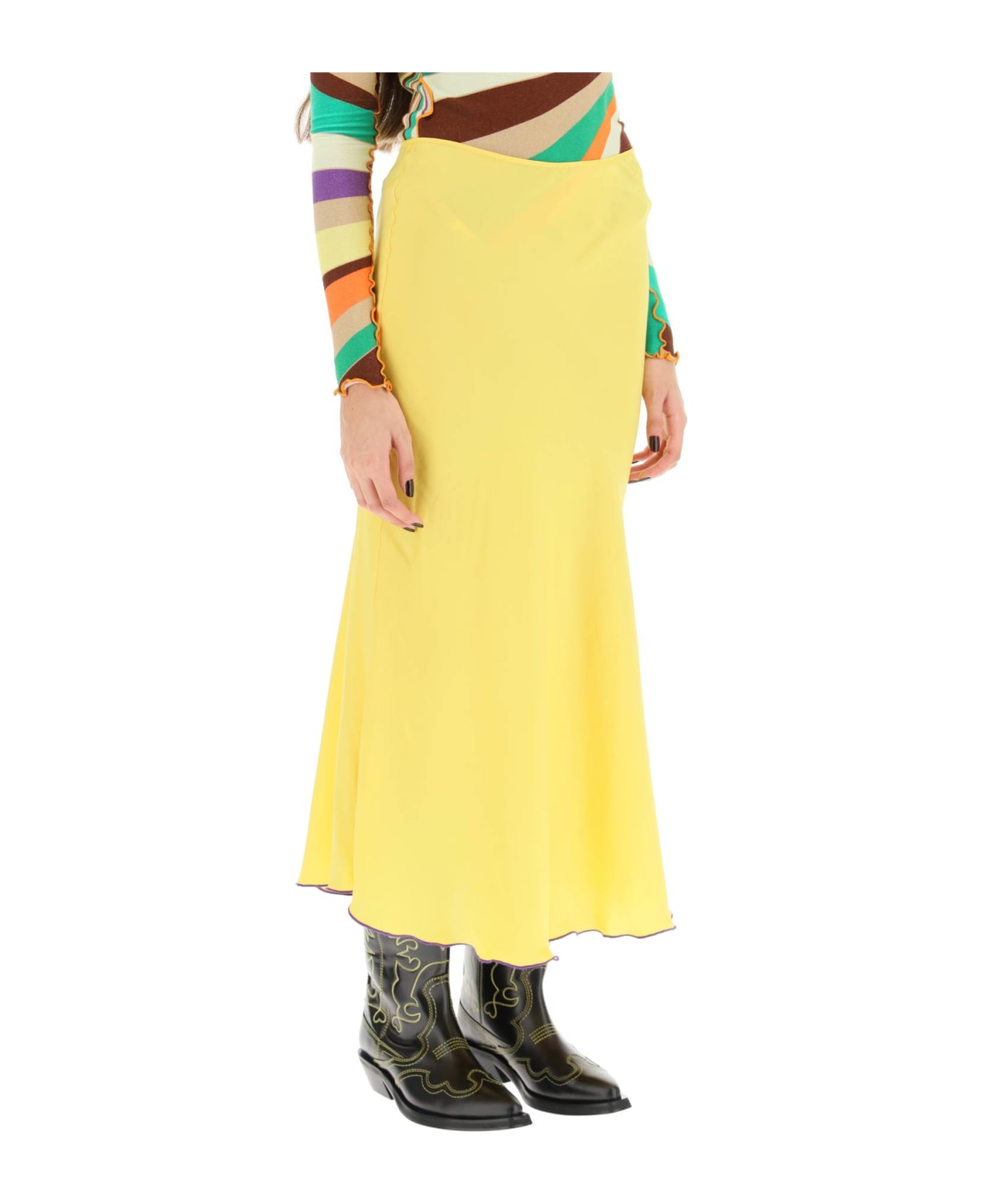 SIEDRES 'prim' Satin Midi Skirt - YELLOW (Yellow) スカート