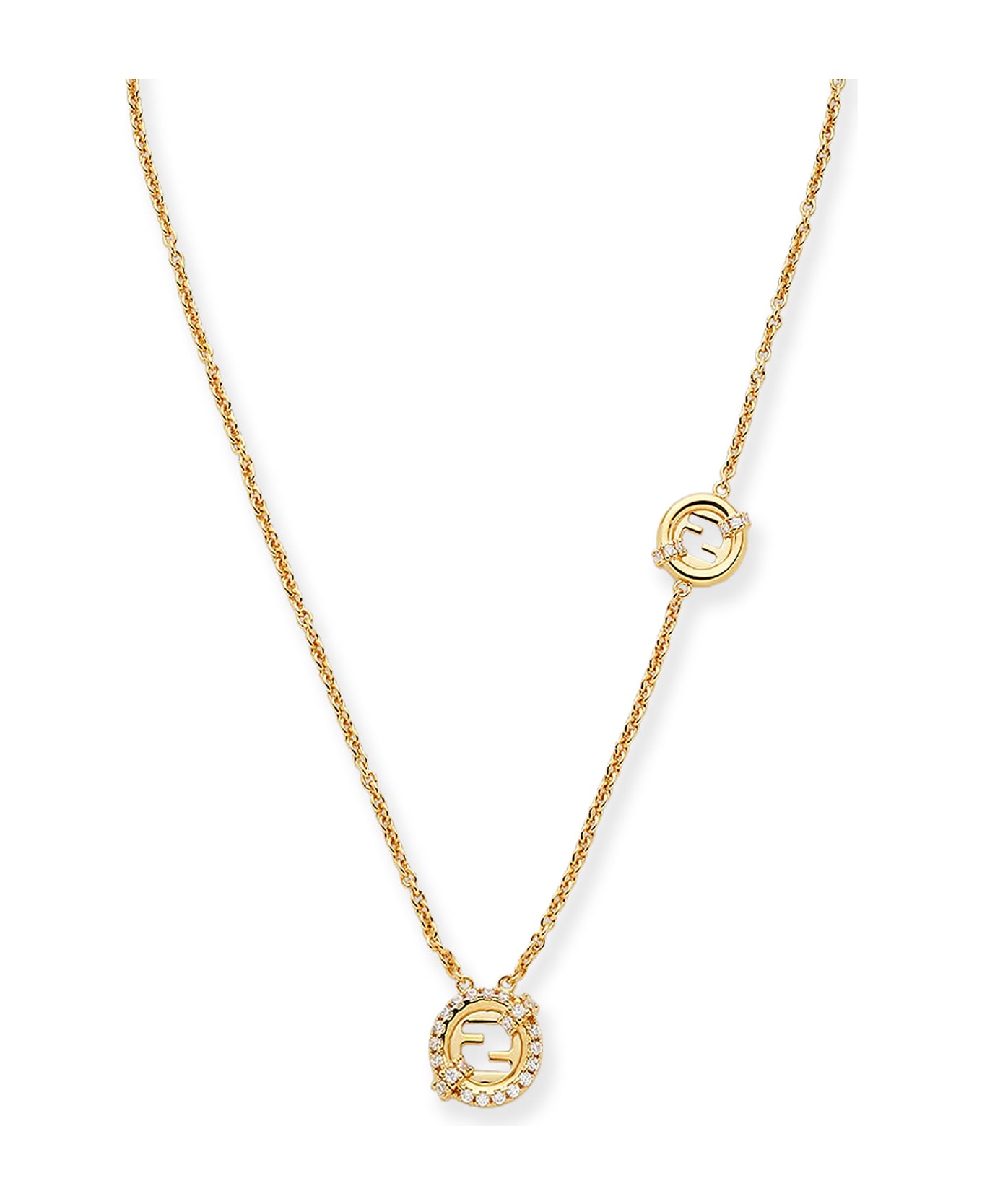 Fendi Everround Metal Necklace With Rhinestones - ORO SOFT+CRYSTAL