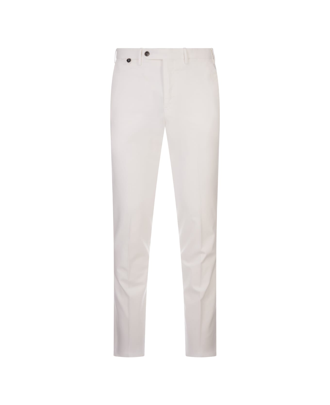 PT Torino White Stretch Fabric Master Fit Trousers - White