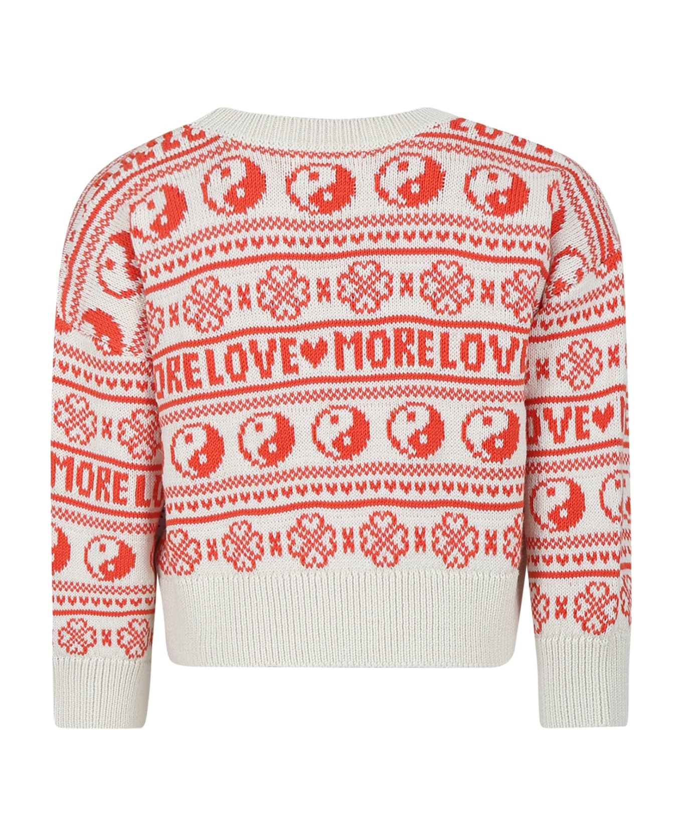 Molo Ivory Sweater For Girl With Jacquard Pattern - Multicolor