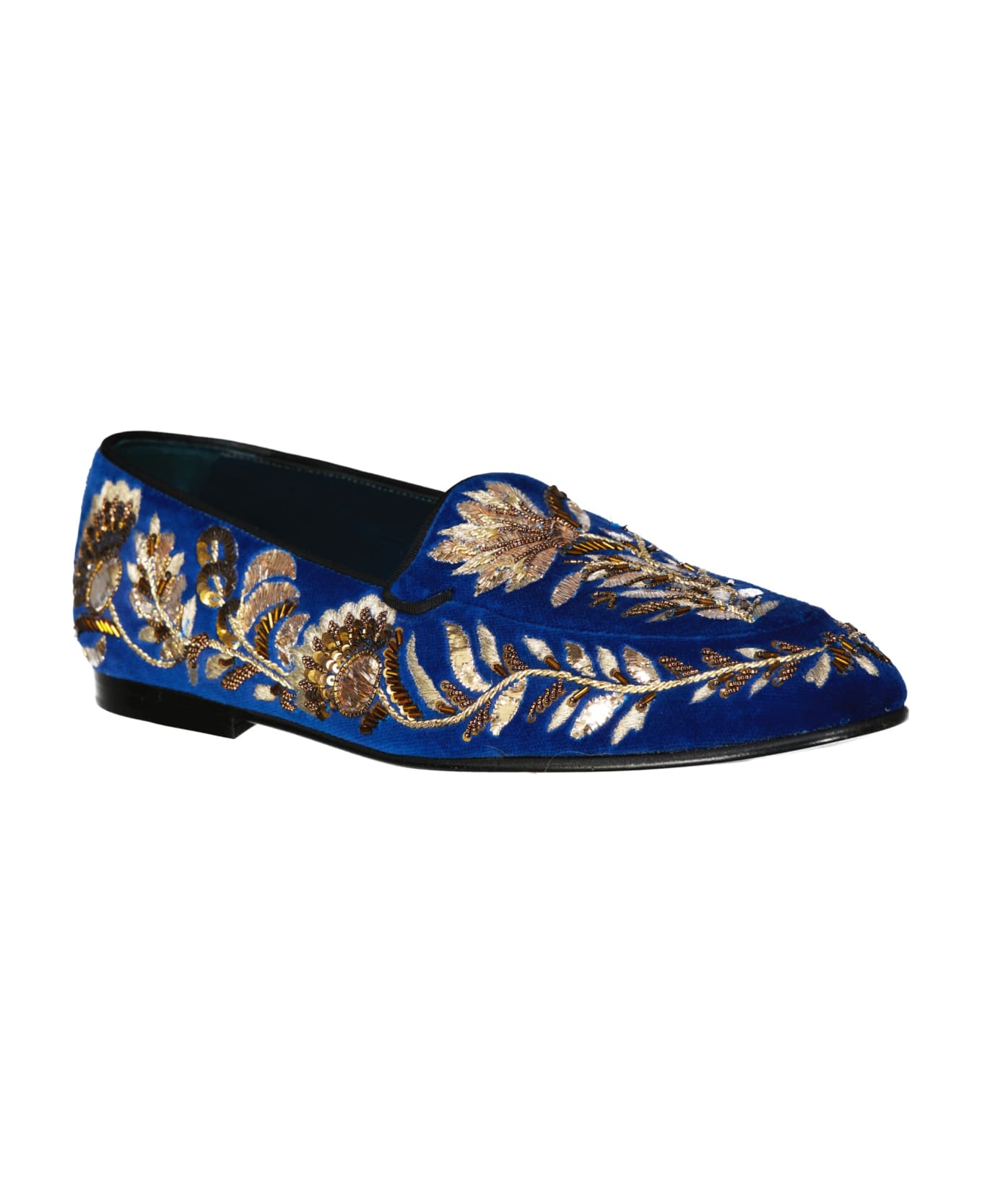 Dolce & Gabbana Embelished Velvet Loafers - Blue