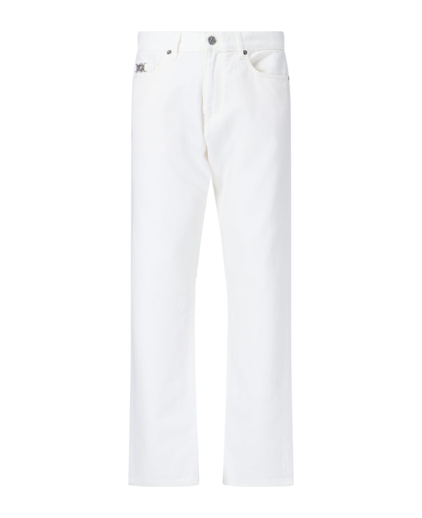 Versace Medusa Detail Jeans - White
