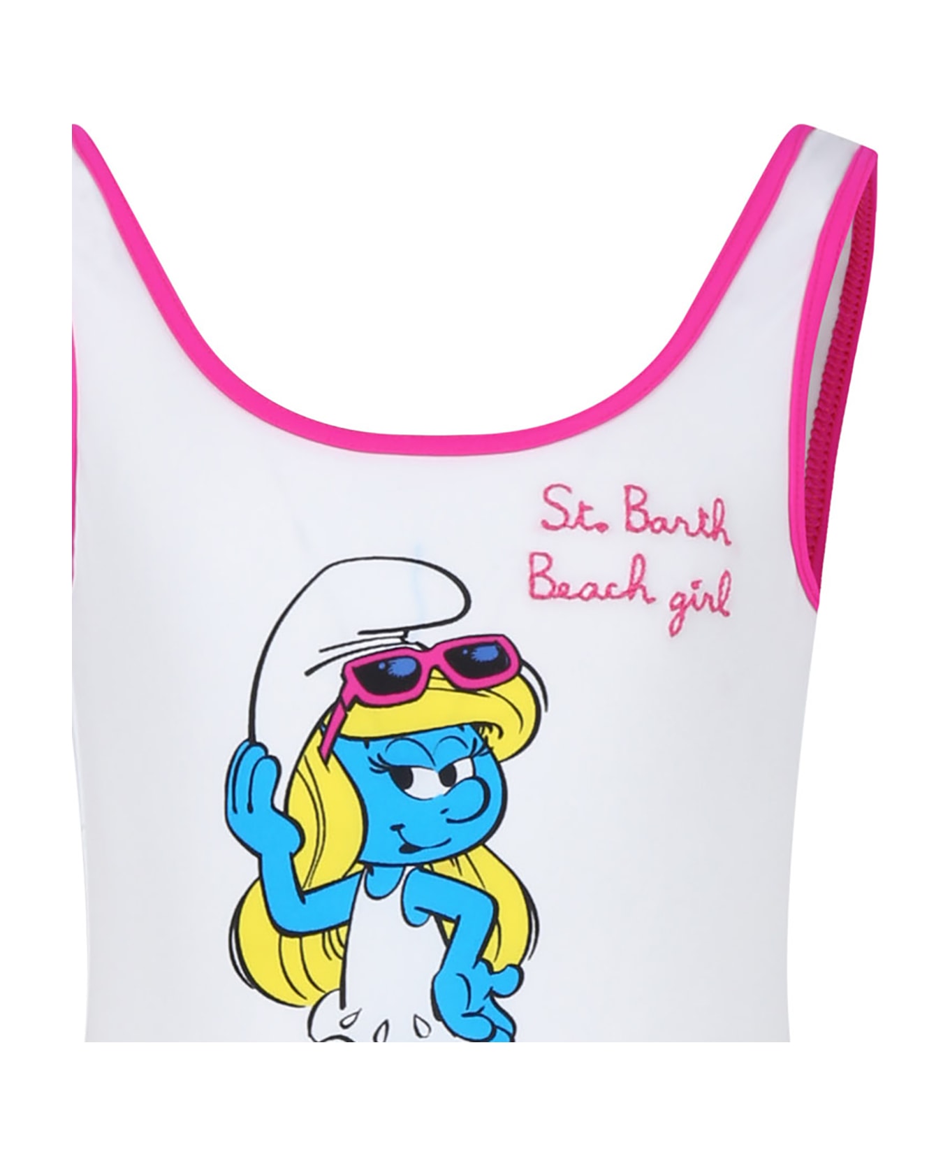 MC2 Saint Barth White Swimsuit For Girl With Smurfette - White