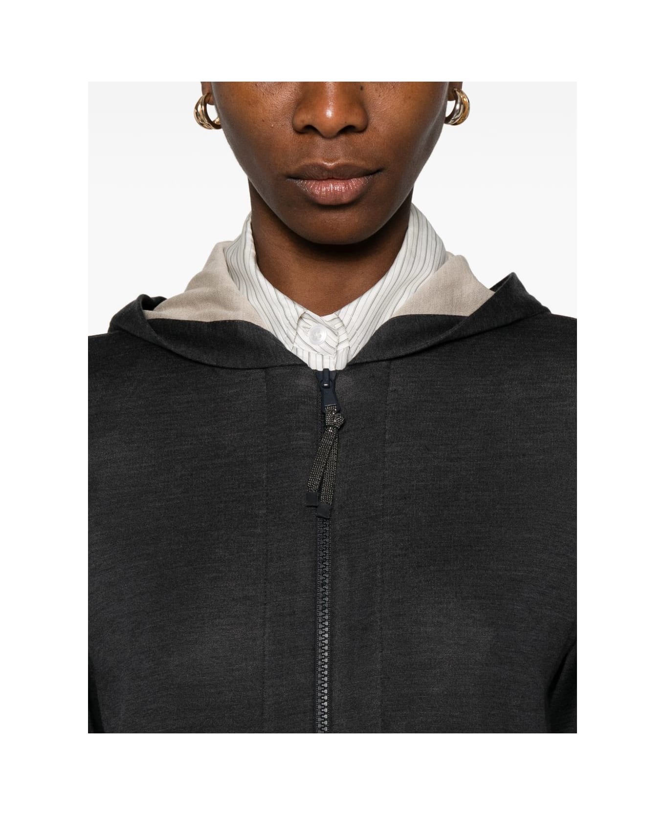 Brunello Cucinelli Cotton And Silk Blend Hoodie - Black