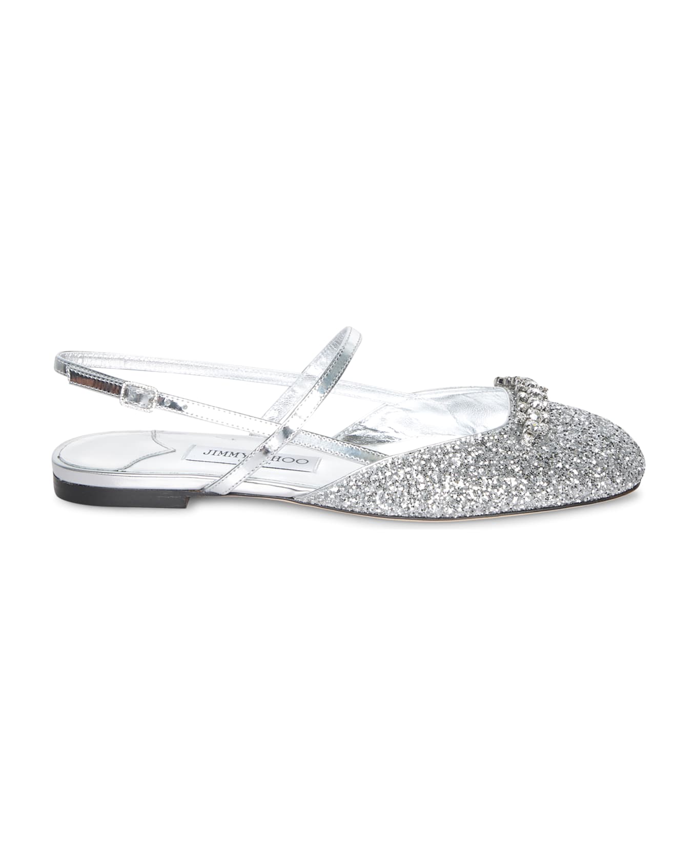 Jimmy Choo Belinda Silver Glitter Ballerinas - Metallic