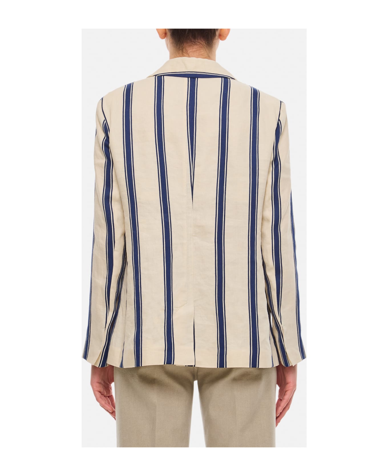 'S Max Mara Milva Striped Linen Jacket - White ブラウス