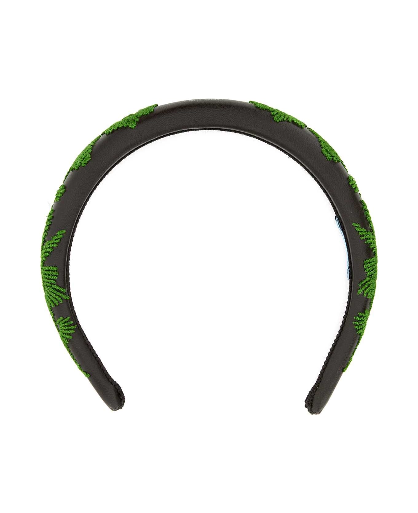 Prada Brown Nappa Leather Hairband - VERDE