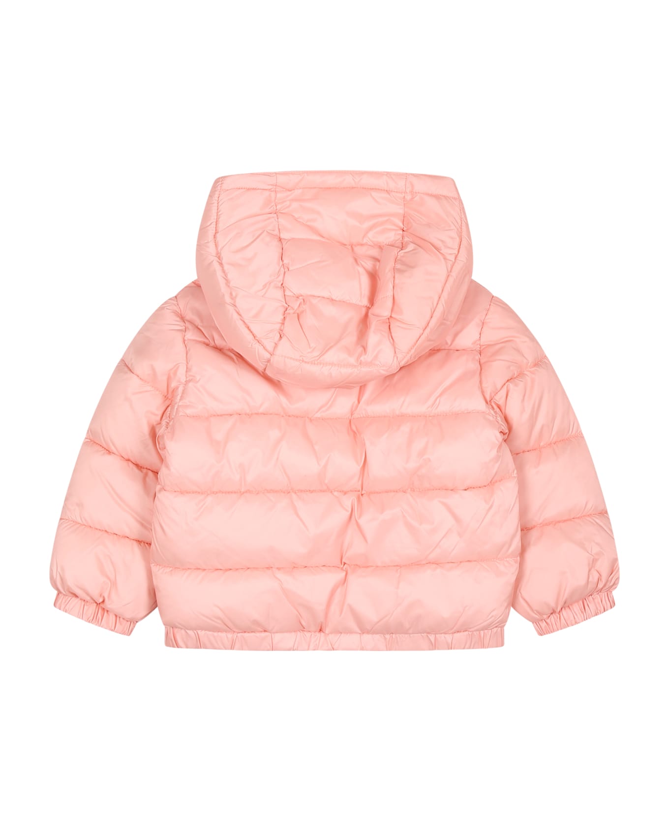 Moschino Pink Down Jacket For Baby Girl With Teddy Bear And Logo - Pink