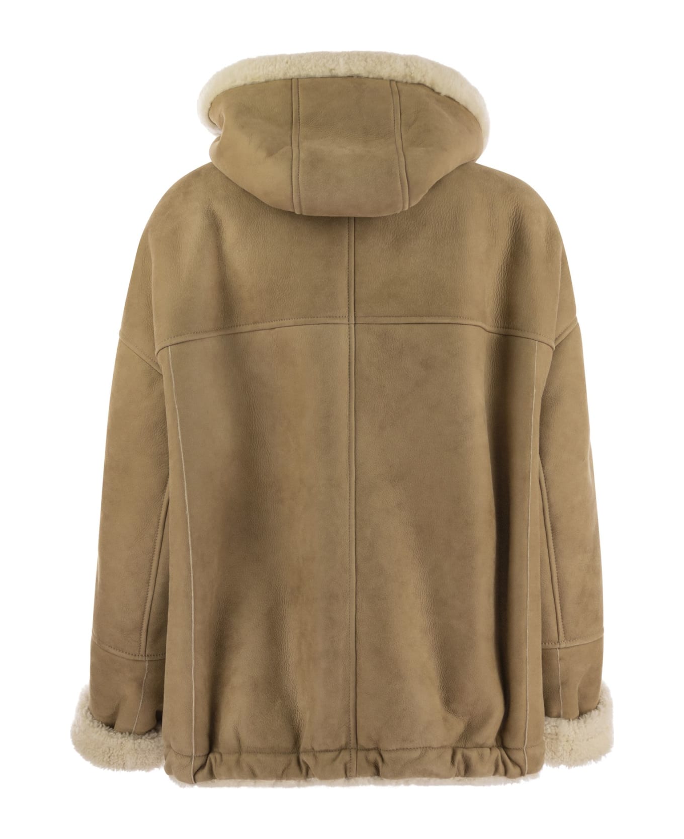 Brunello Cucinelli Reversible Shearling Outerwear With Jewellery - Camel