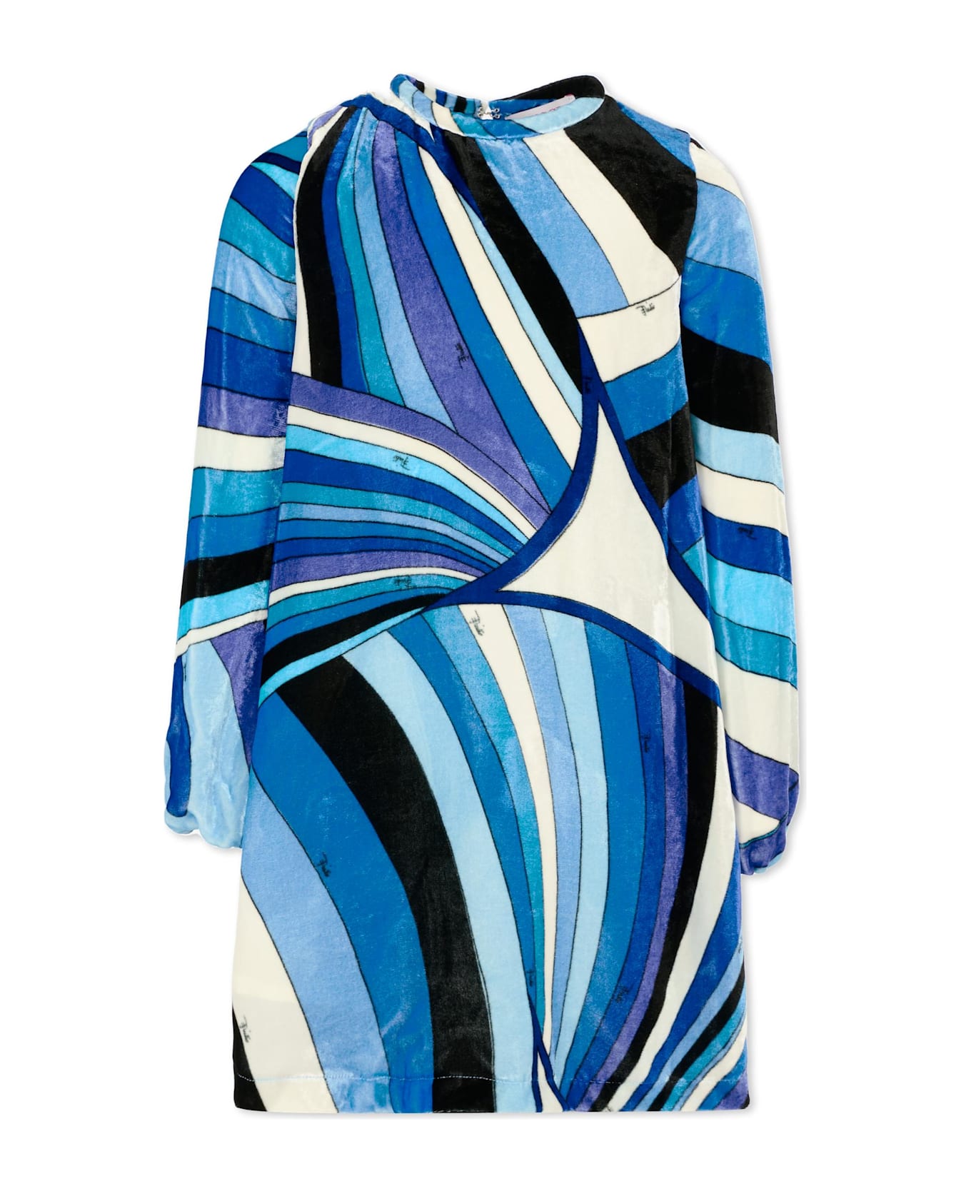 Pucci Blue Dress For Girl With Marble Print - Blue