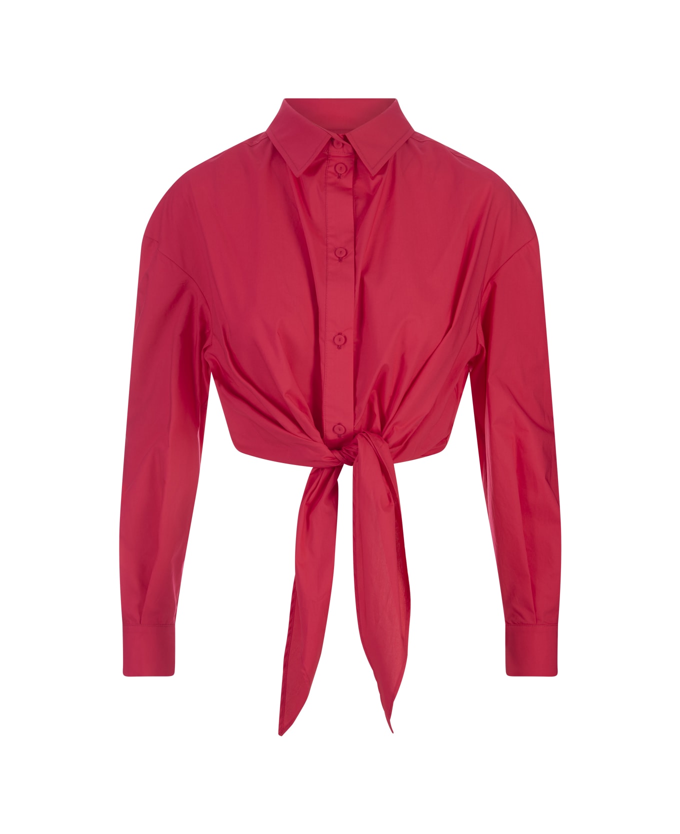 Alessandro Enriquez Red Popelin Shirt With Knot - Red
