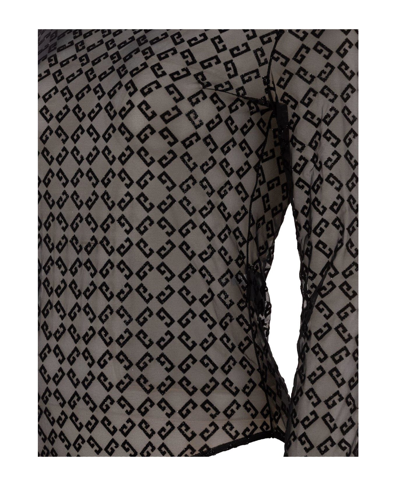 Givenchy Monogrammed Sheer Long-sleeve Top - BLACK