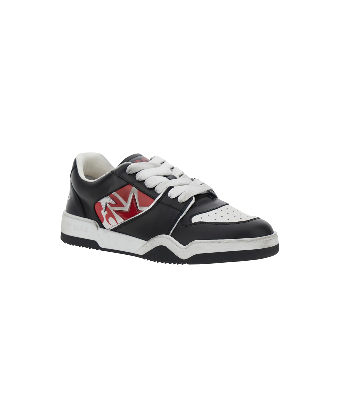Dsquared2 Black Sneakers With Distressed Effect And Logo On The Heel In Leather Man - Black