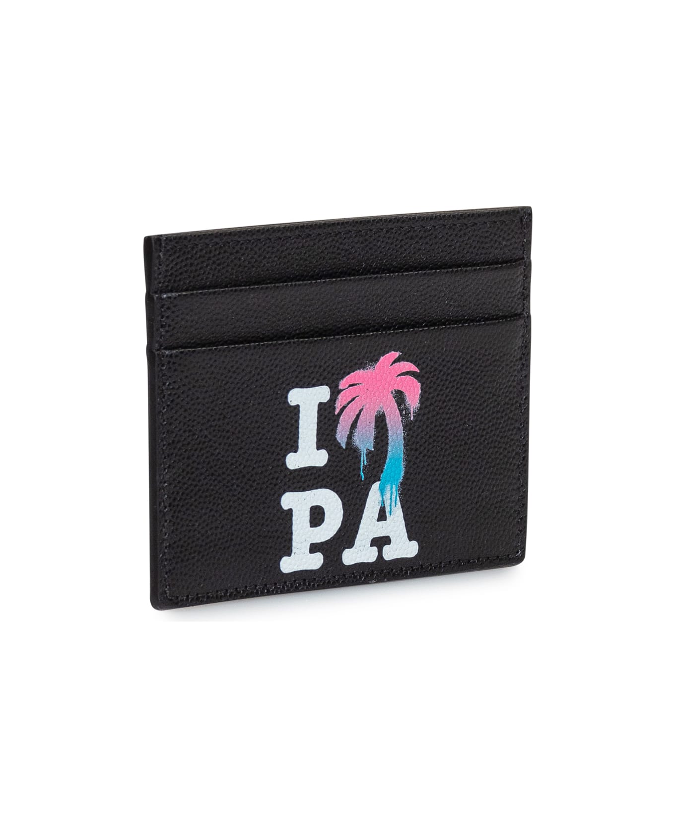 Palm Angels Card Holder With Print - Nero