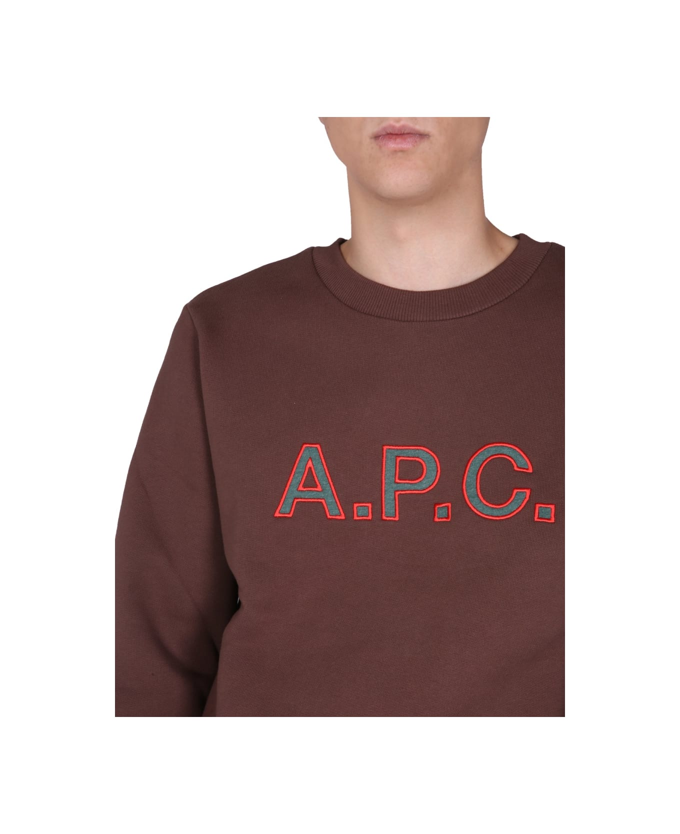 A.P.C. Sweatshirt With Embroidered Logo - BROWN