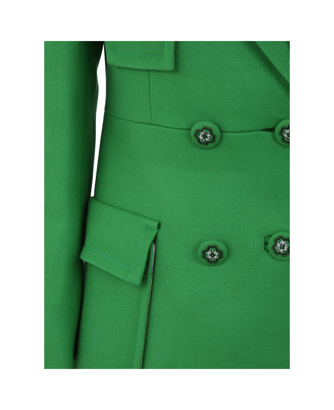Etro Double Breasted Coat - Green レインコート