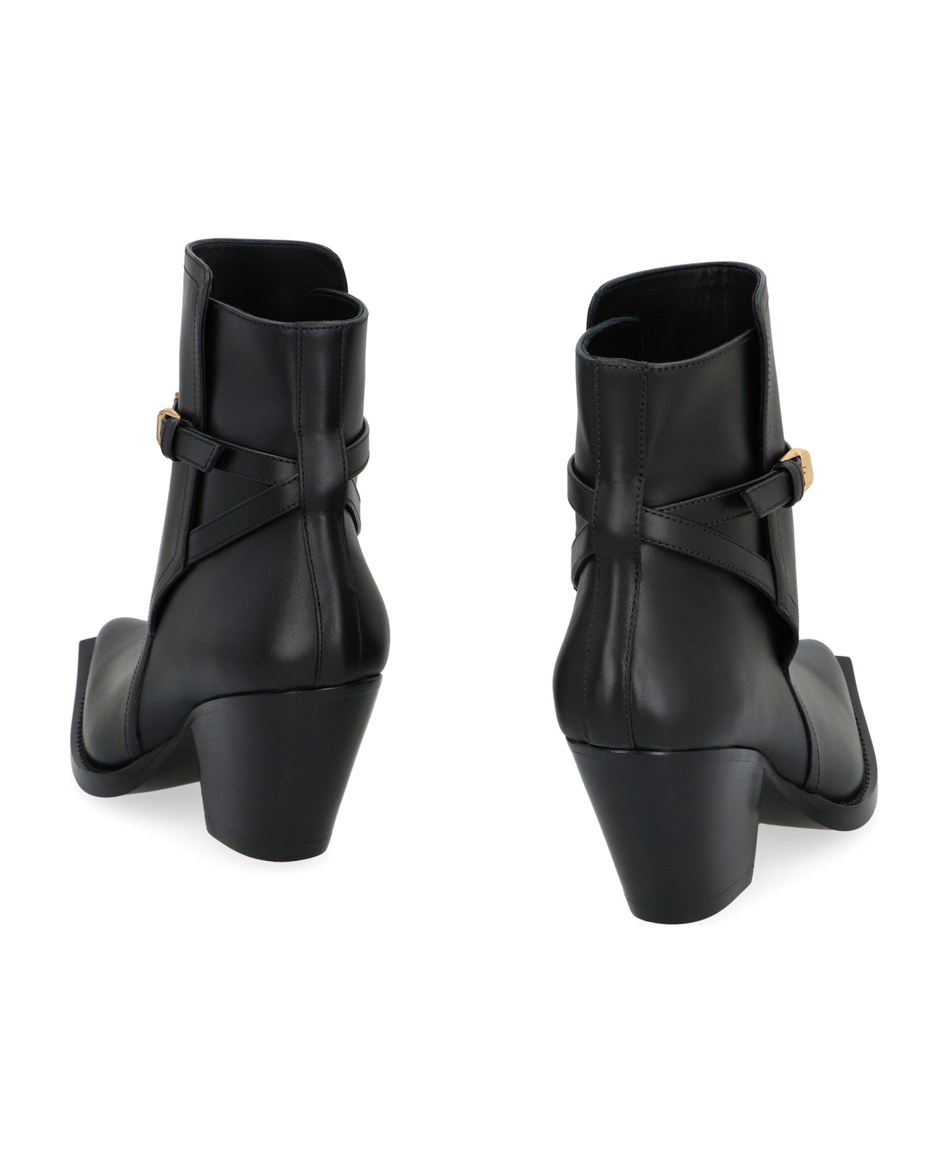 Versace Leather Ankle Boots - black