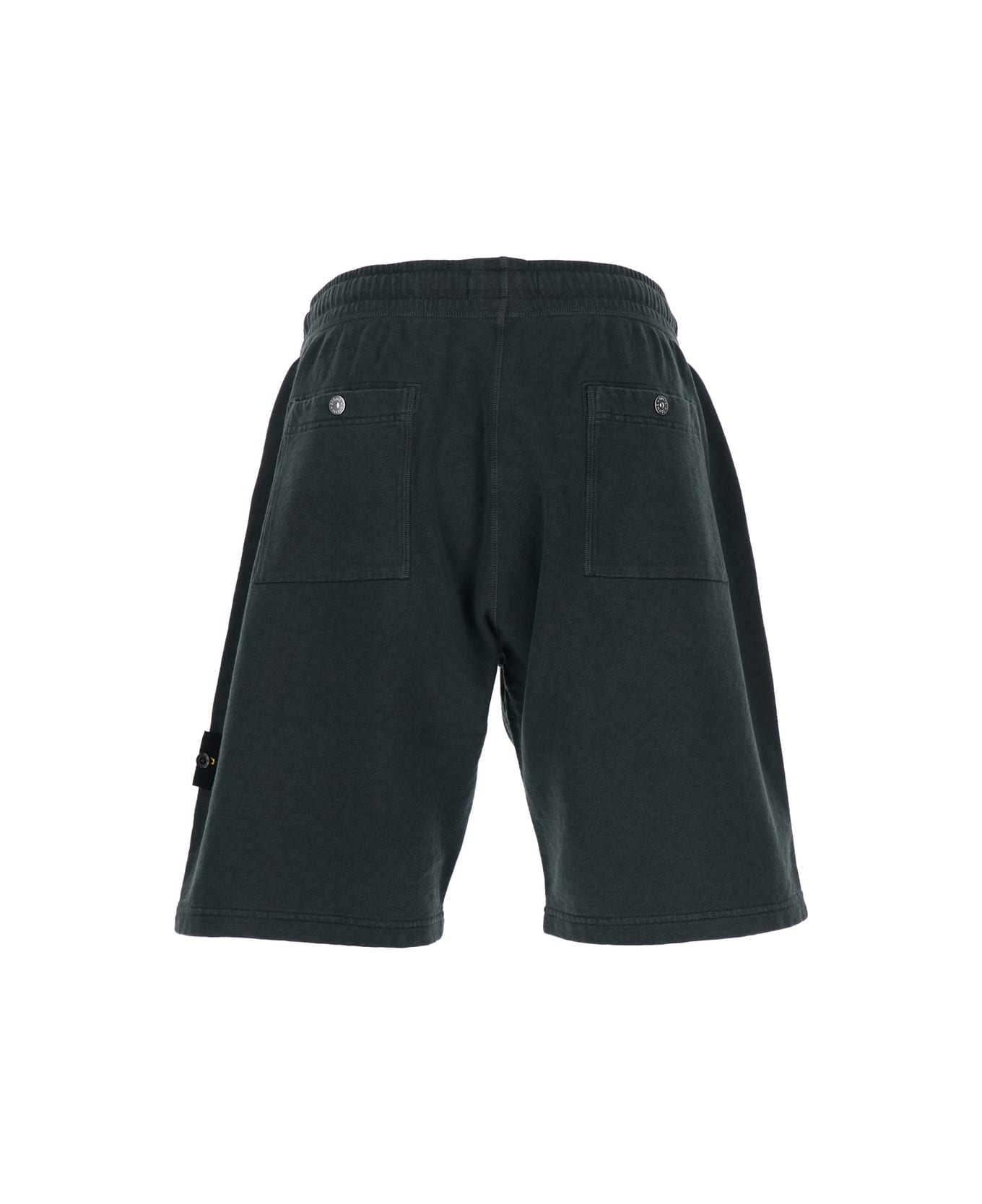 Stone Island Grey Shorts With Elastic Drawstring Waist And Logo Patch On The Front In Cotton Man - Grey