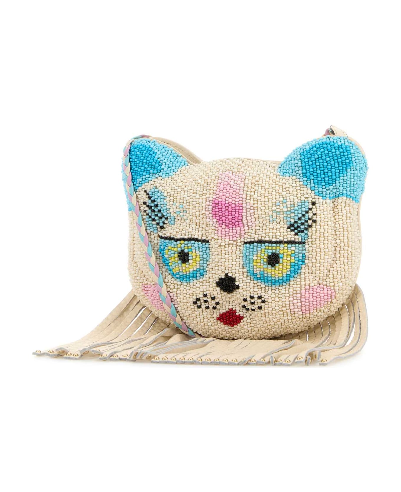 Valentino Garavani Embellished Leather Le Chat De La Maison Crossbody Bag - MULTICOLORBUTTERWHITELIGHTIVORY