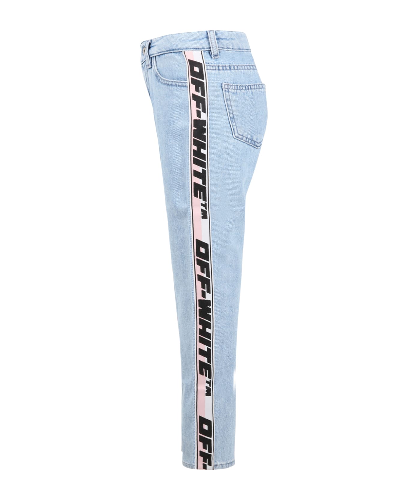 Off-White Light-blue Jeans For Girl With Logo - Denim ボトムス
