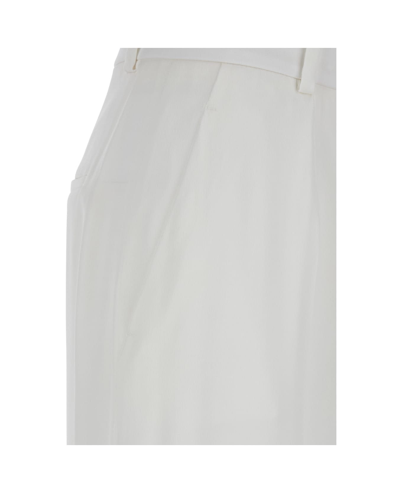 Alberta Ferretti White Pants With High Waist And Belt Loops In Silk Blend Woman - White