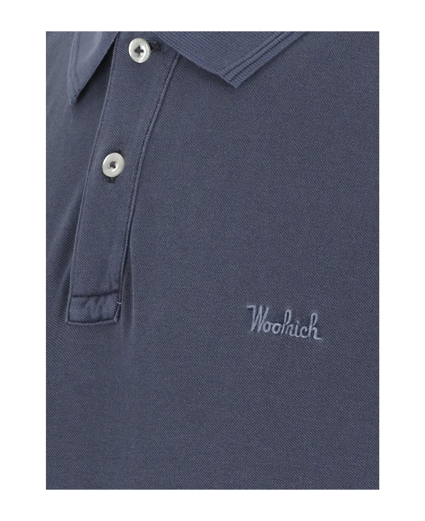 Woolrich Logo Patch Short-sleeved Polo Shirt Woolrich - BLUE