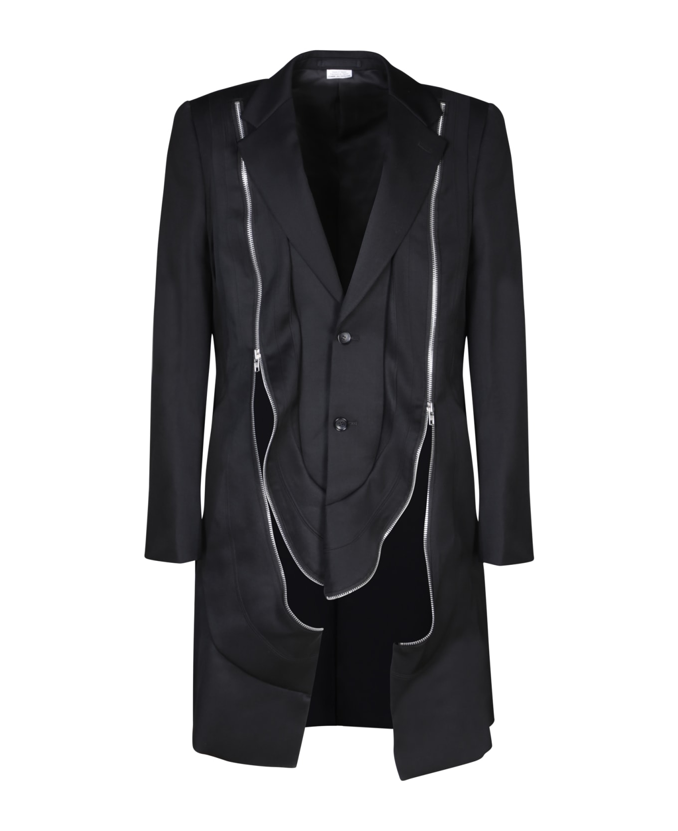 Comme Des Garçons Homme Plus Zip Details Black Coat - Black