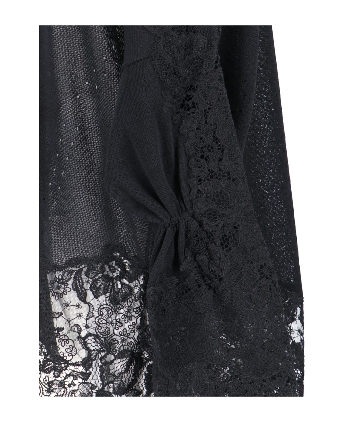 Ermanno Scervino Lace Detail Sweater - Black ニットウェア