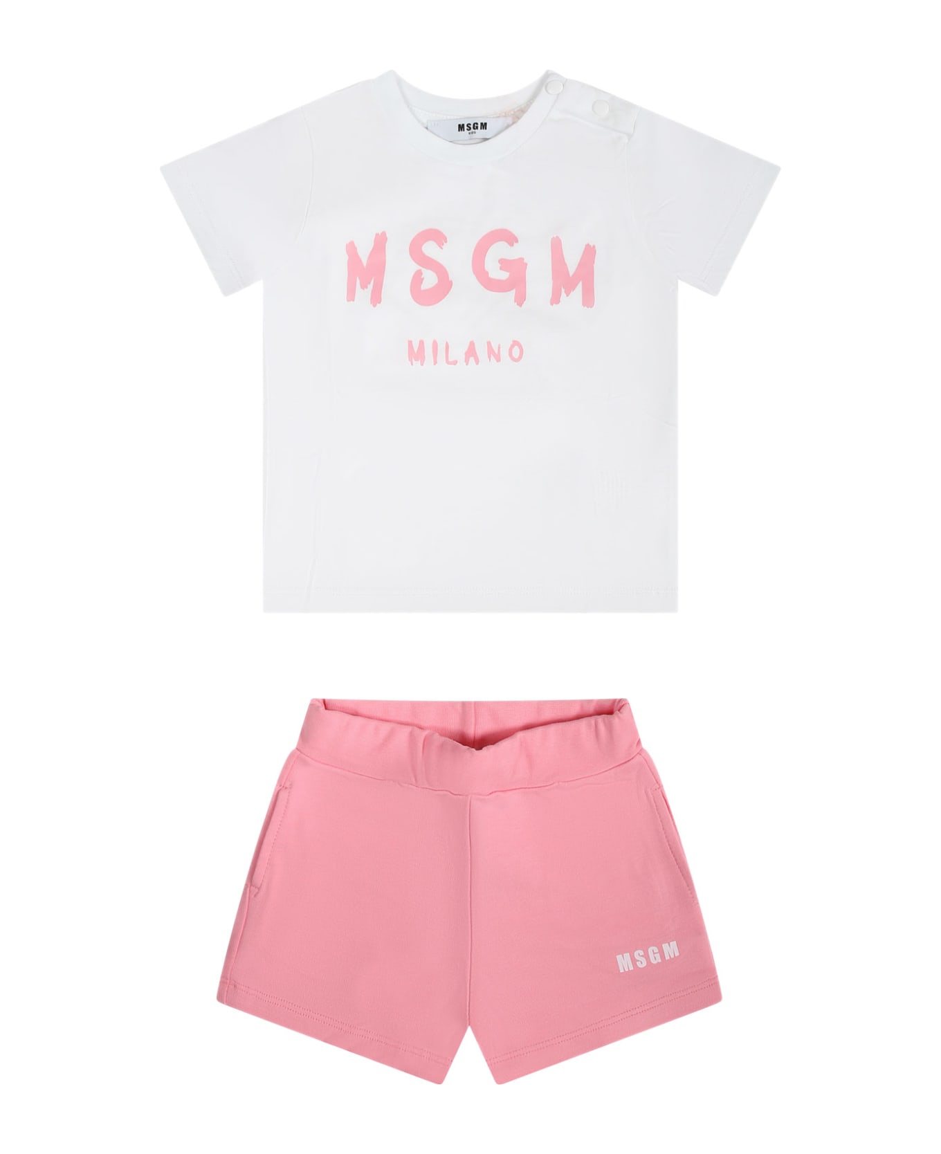 MSGM Pink Set For Baby Girl With Logo - Pink ボトムス