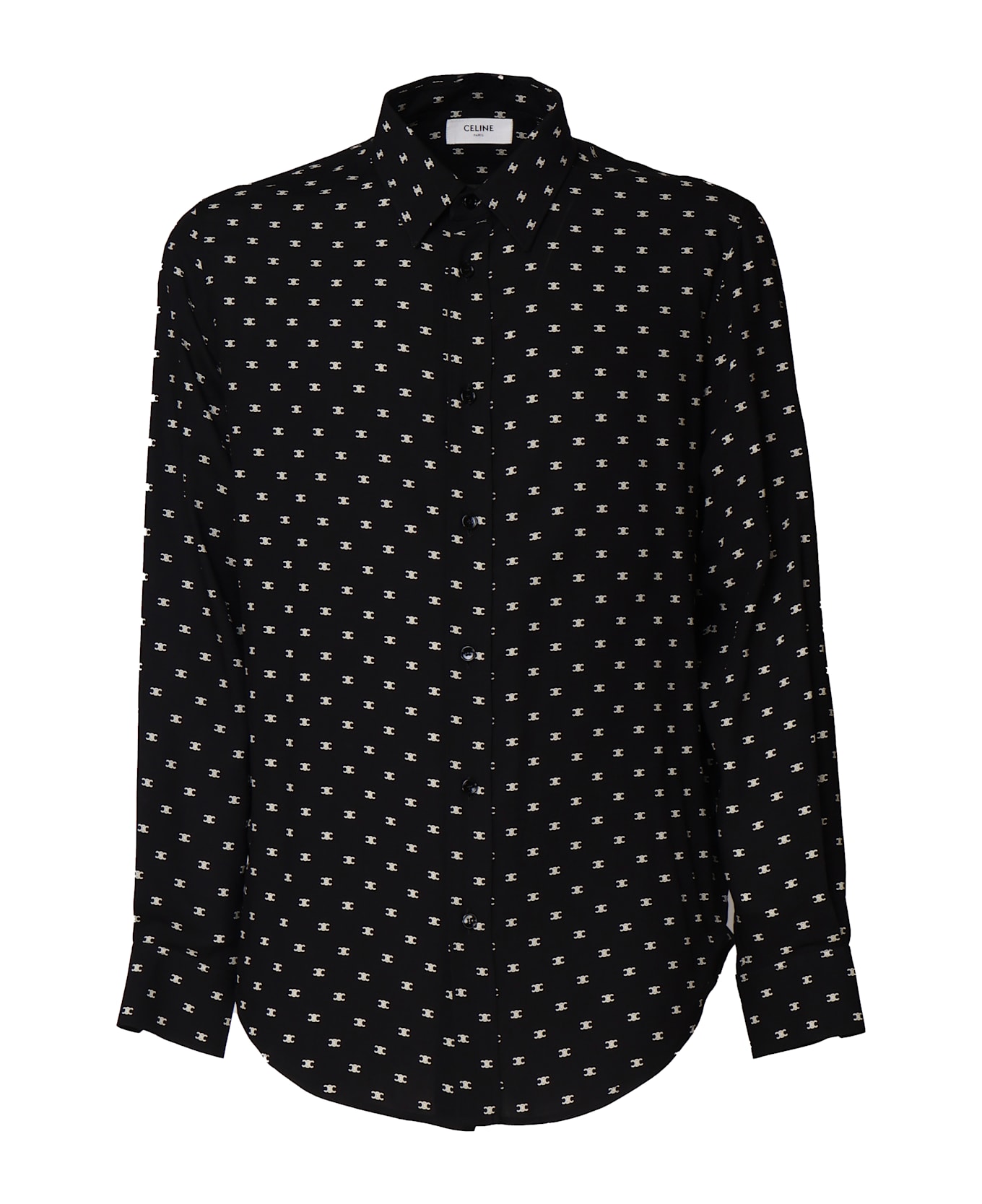 Celine Printed Viscose Loose Shirt - Black