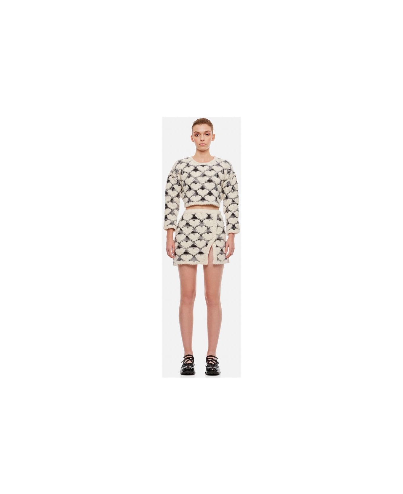 Marco Rambaldi Floating Heart Knitted Miniskirt - White