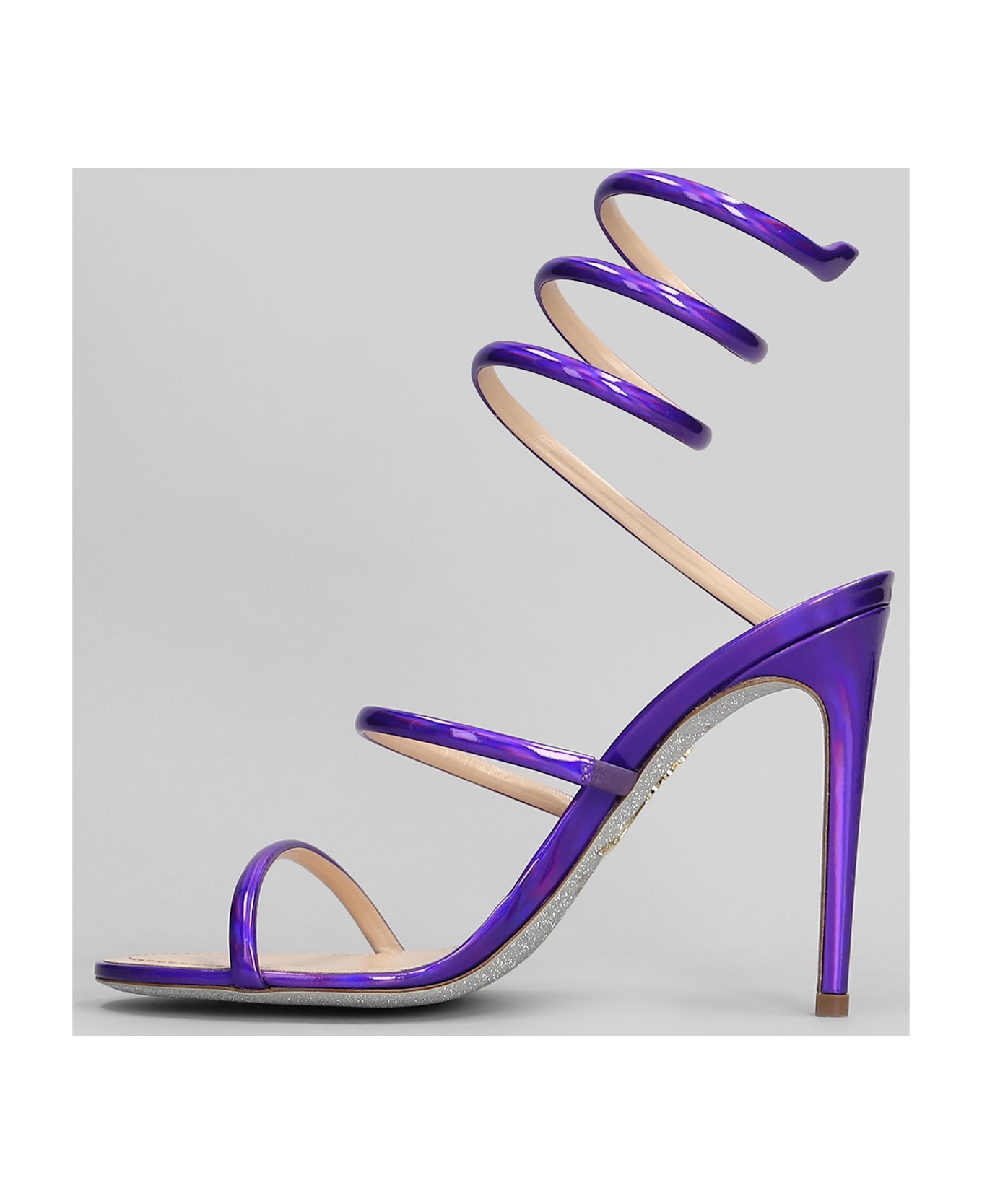 René Caovilla Cleo Metallic Sandals In Viola Leather - Viola