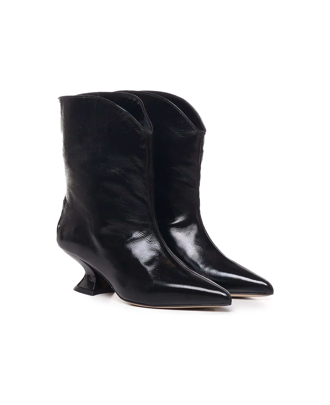Alchimia Leather Ankle Boot With Low Heel - Black ブーツ