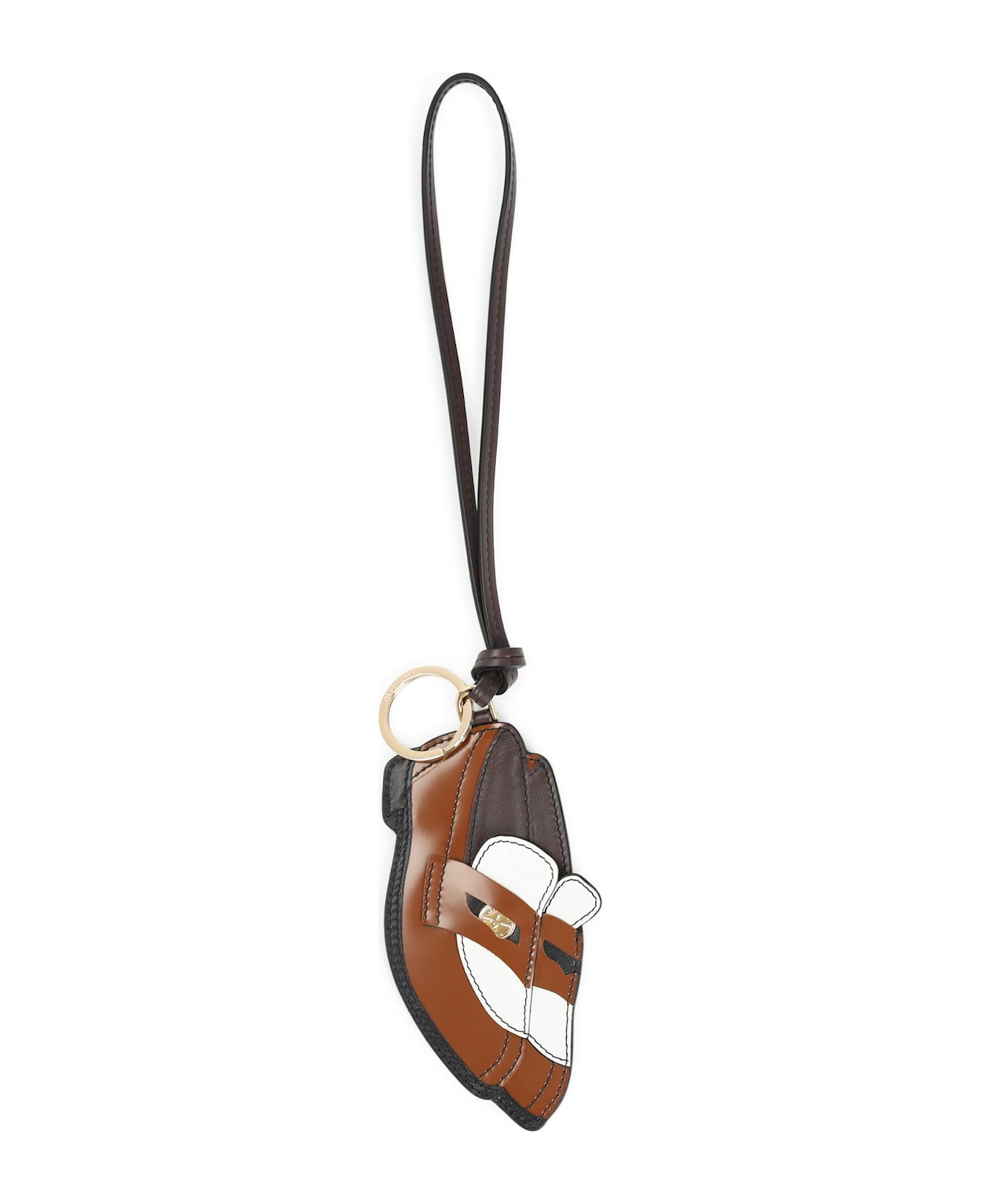 Miu Miu Penny Keychain - Cognac/bianco