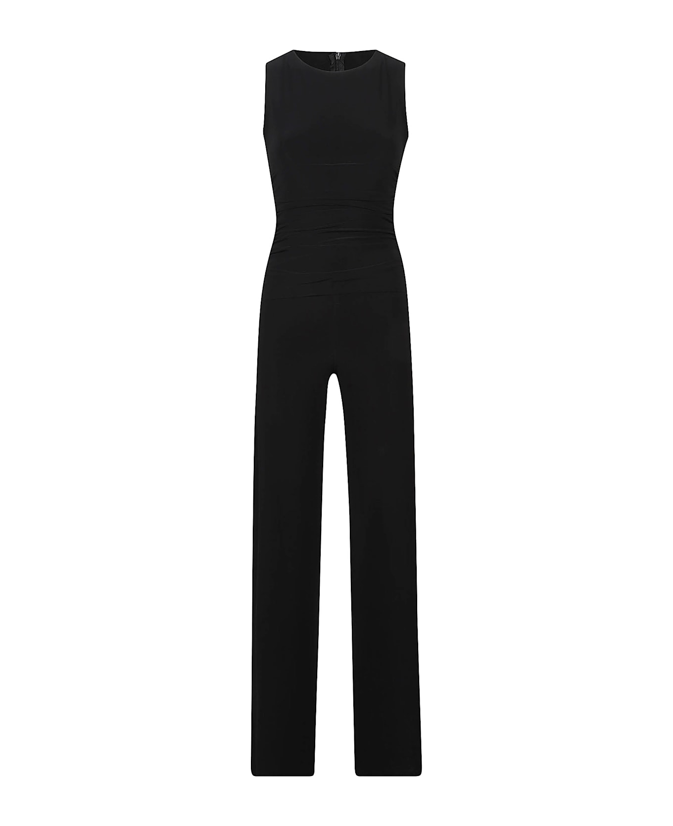 Norma Kamali Sleeveless Shirred Waist Jumpsuit - Black