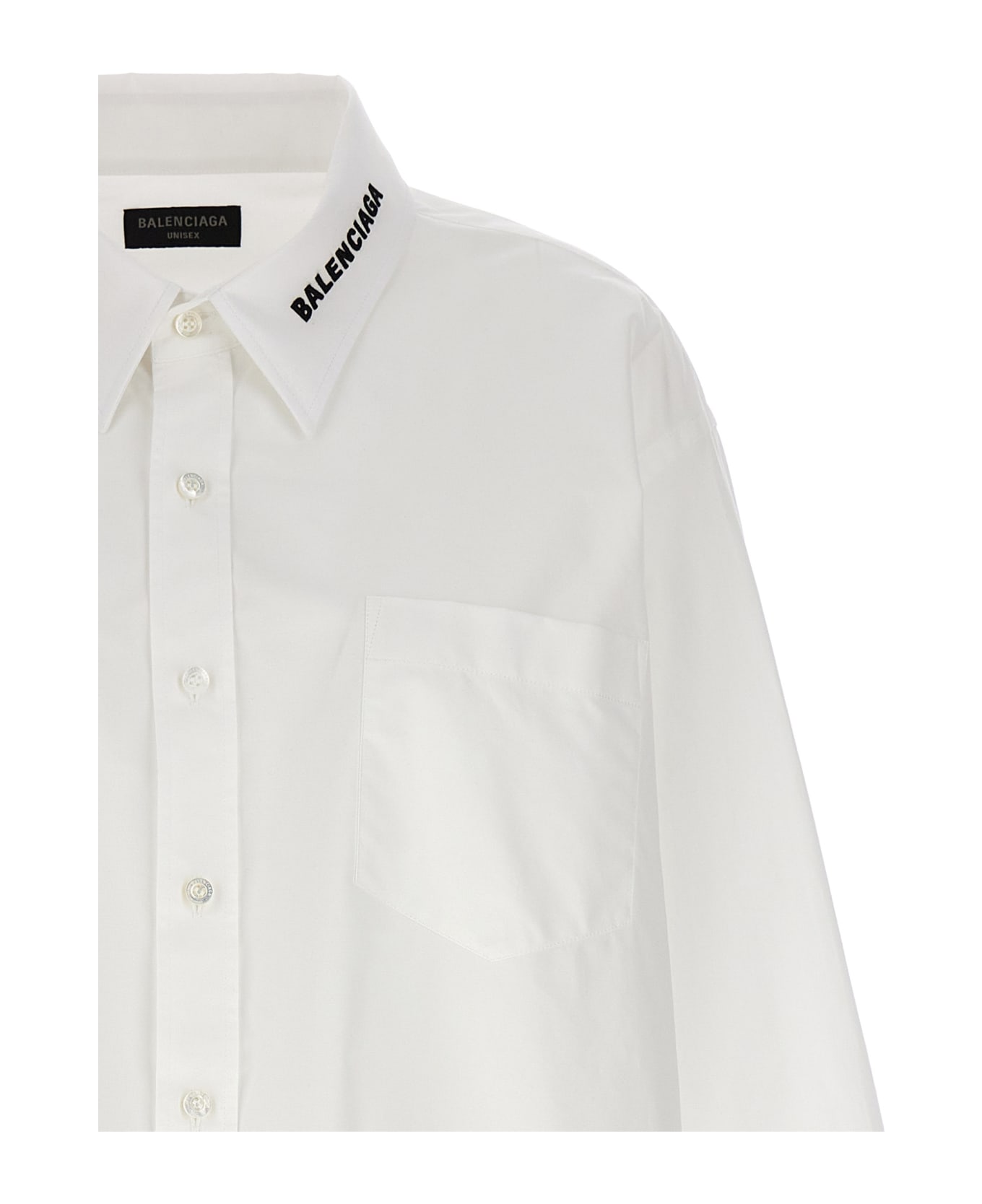Balenciaga Dropped Neckline Oversize Shirt - White
