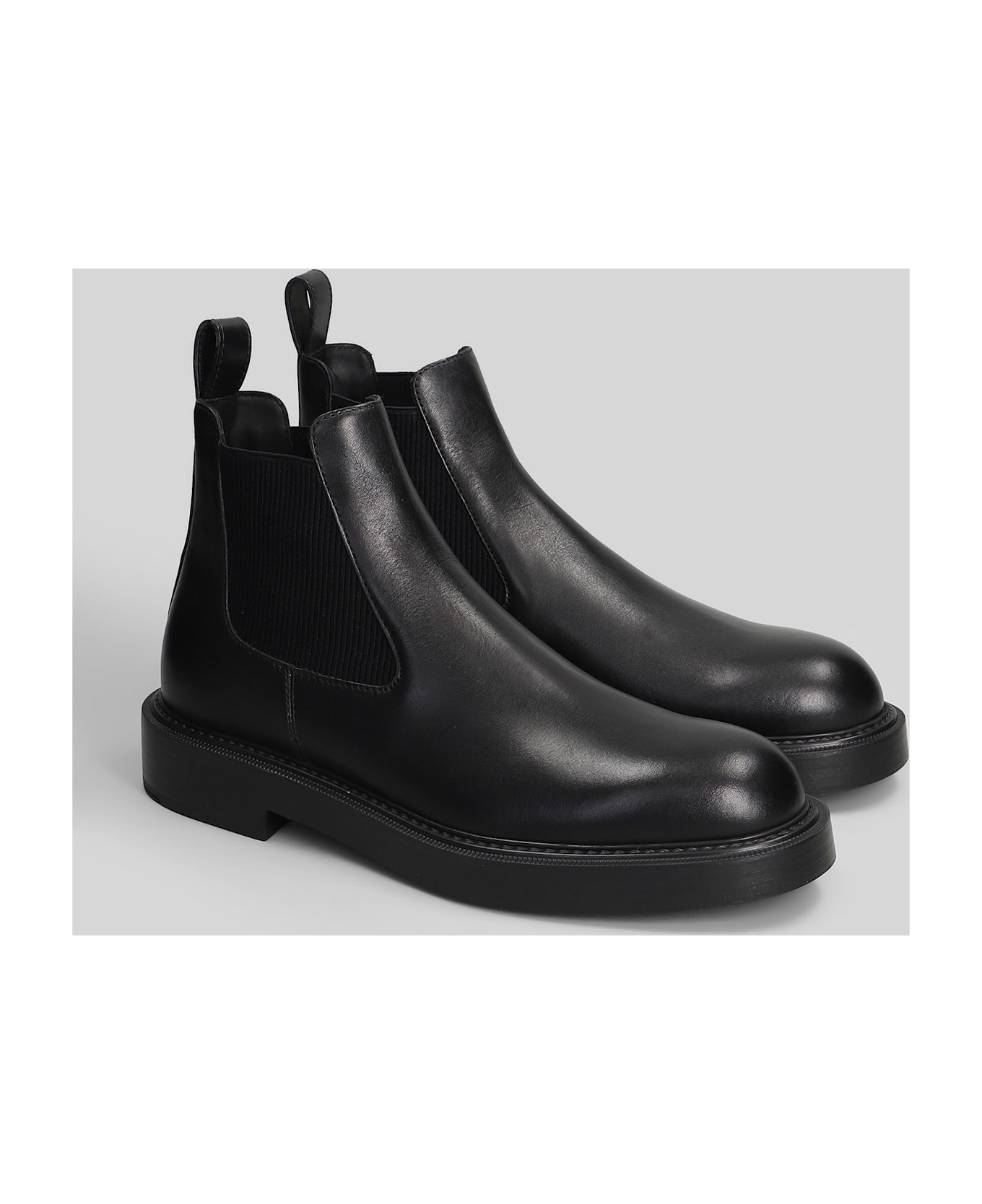 Emporio Armani Ankle Boots In Black Leather - black