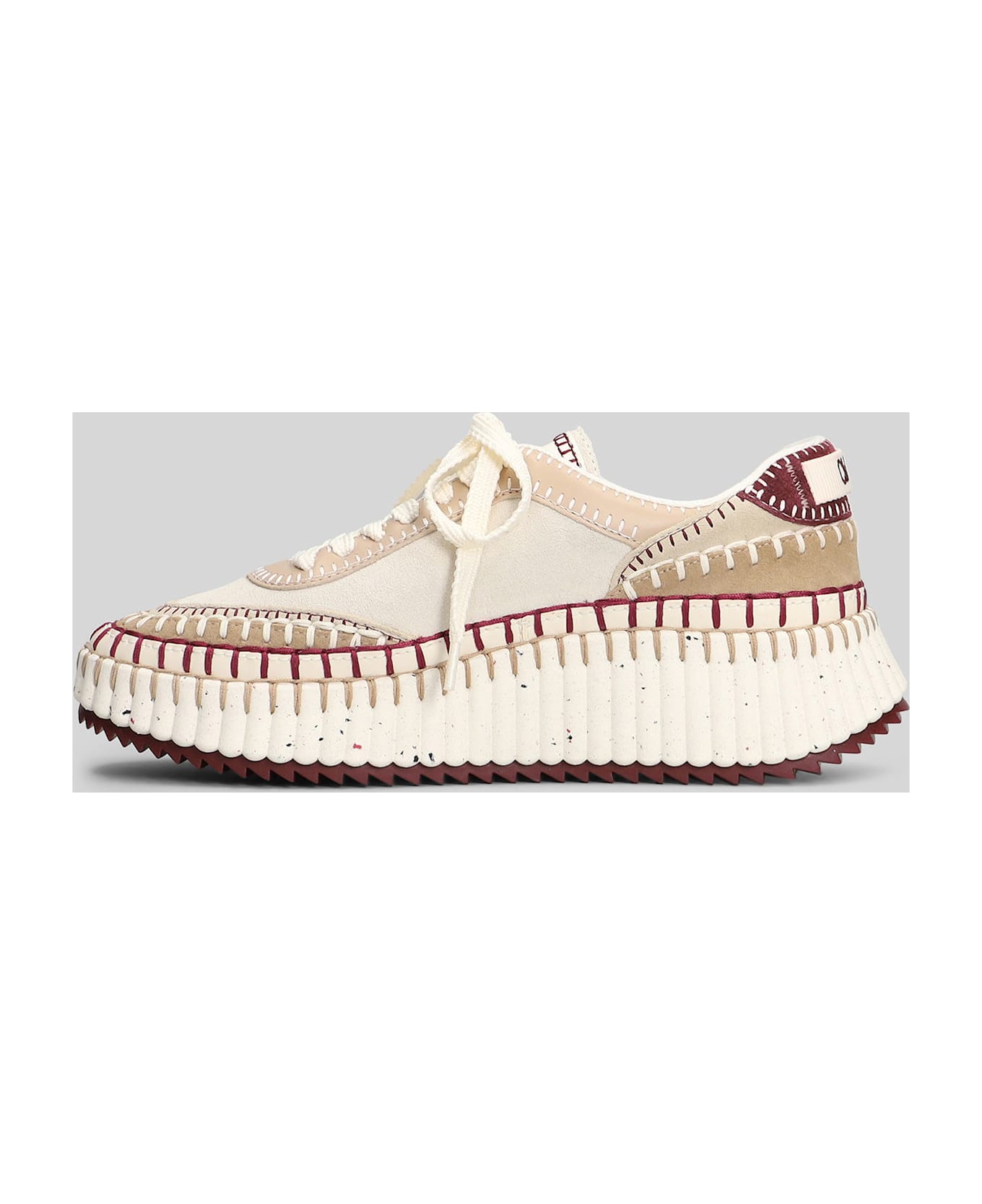 Chloé Nama Sneakers In Beige Suede And Leather - beige