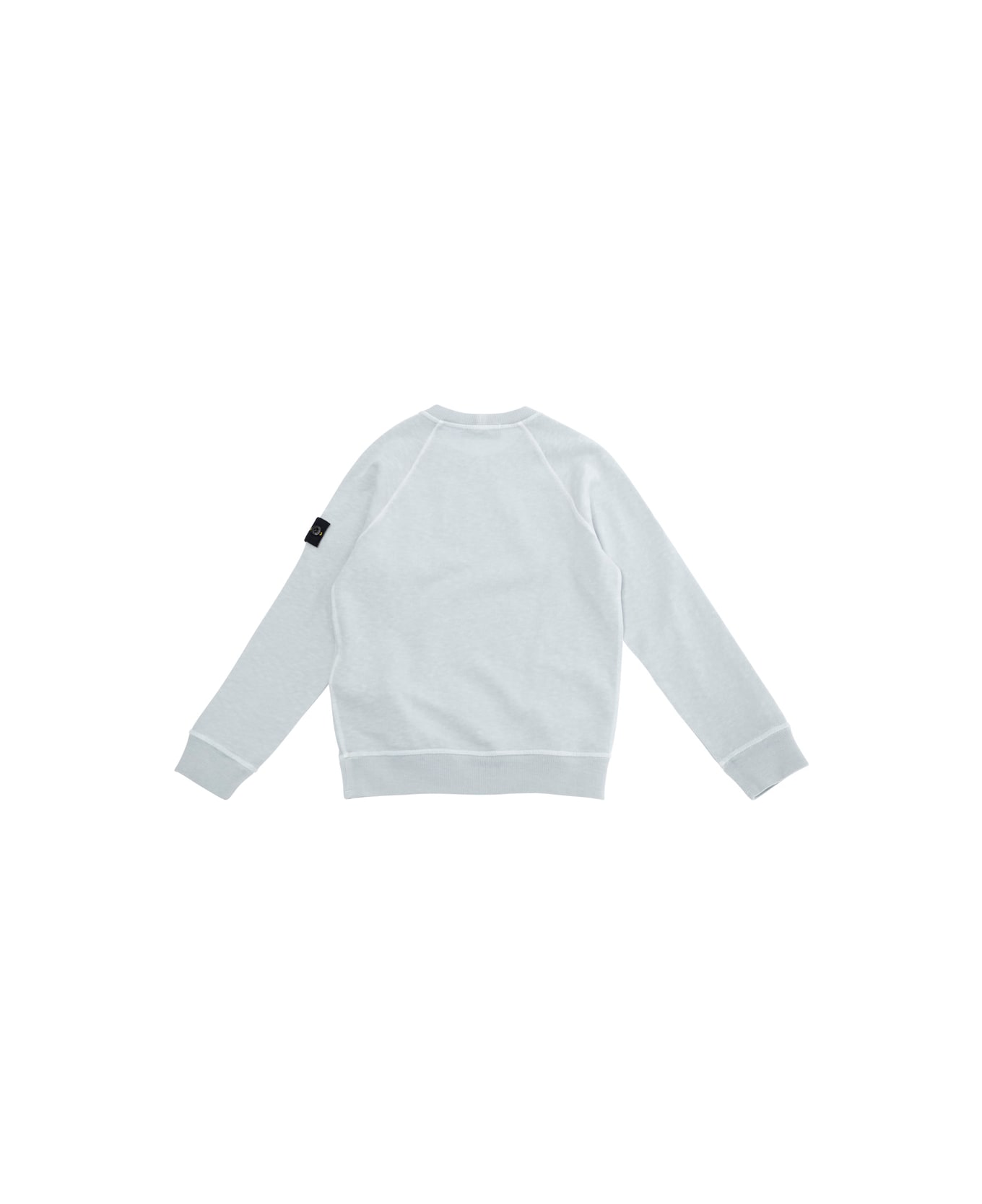 Stone Island Junior Light Blue Sweatshirt With Round Neck And Logo Patch On The Sleeve In Cotton Boy - Light blue
