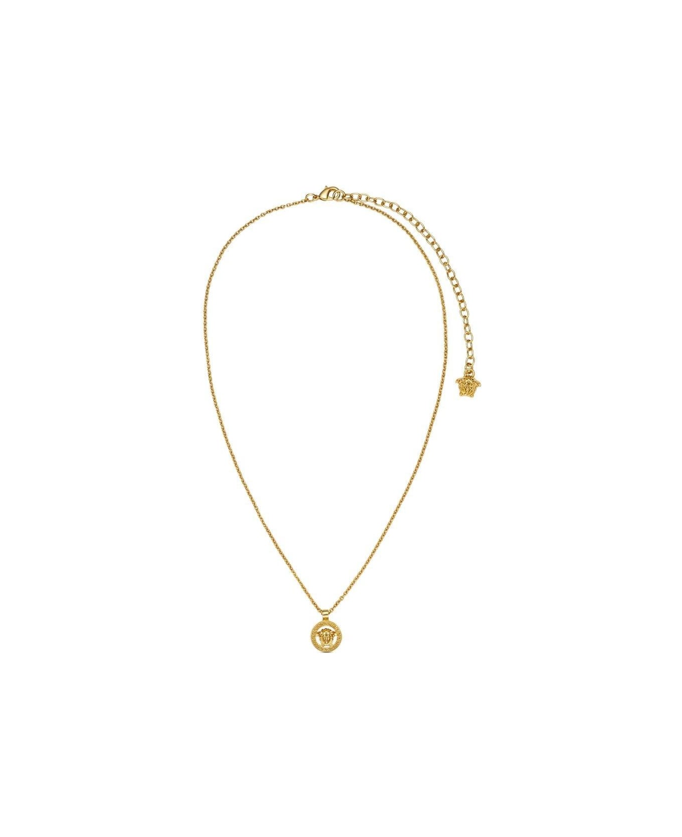 Versace Logo Plaque Chain Necklace - GOLD