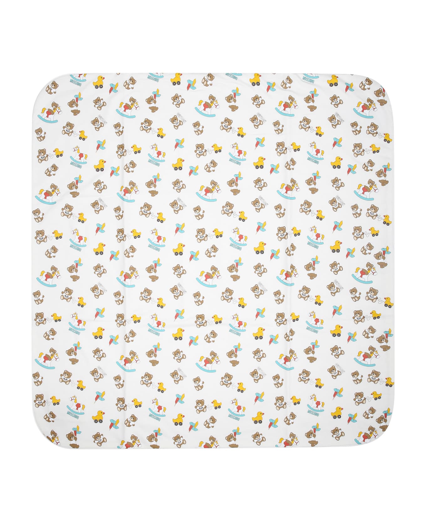 Moschino Ivory Babies Blanket With All-over Pattern - Ivory