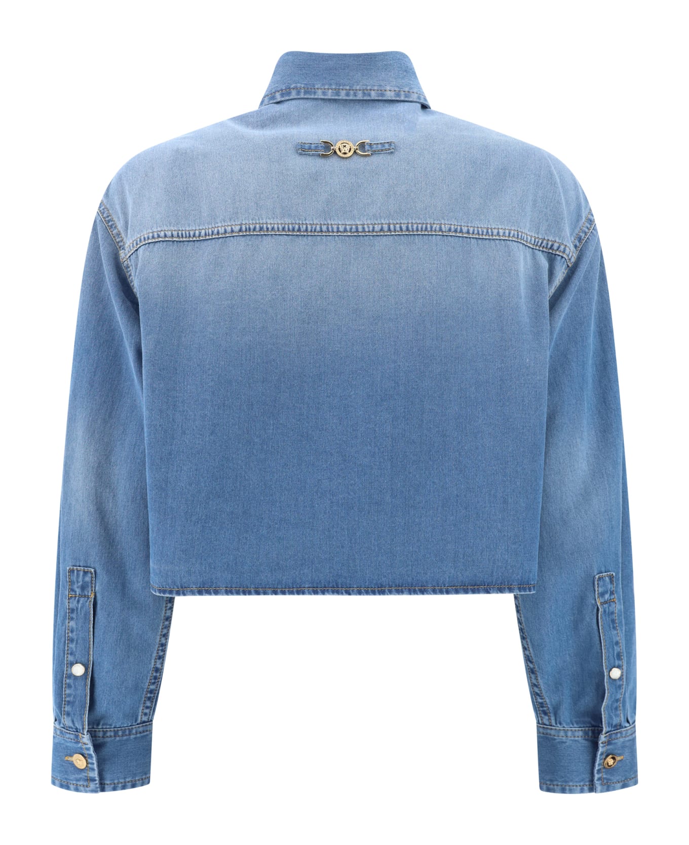 Versace Button-up Cropped Denim Shirt - Medium Blue