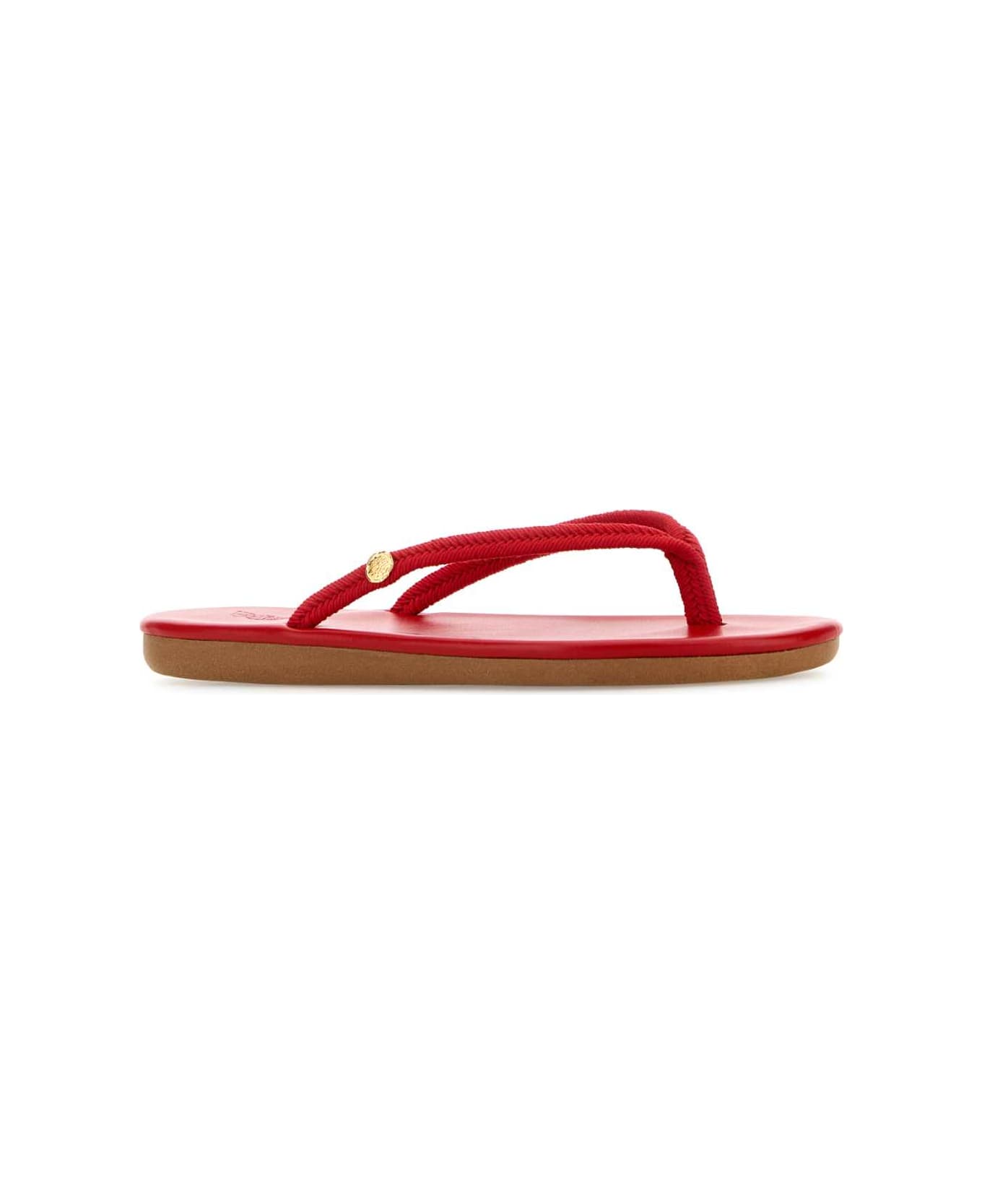 Ancient Greek Sandals Red Fabric Saionara Thong Slippers - RED