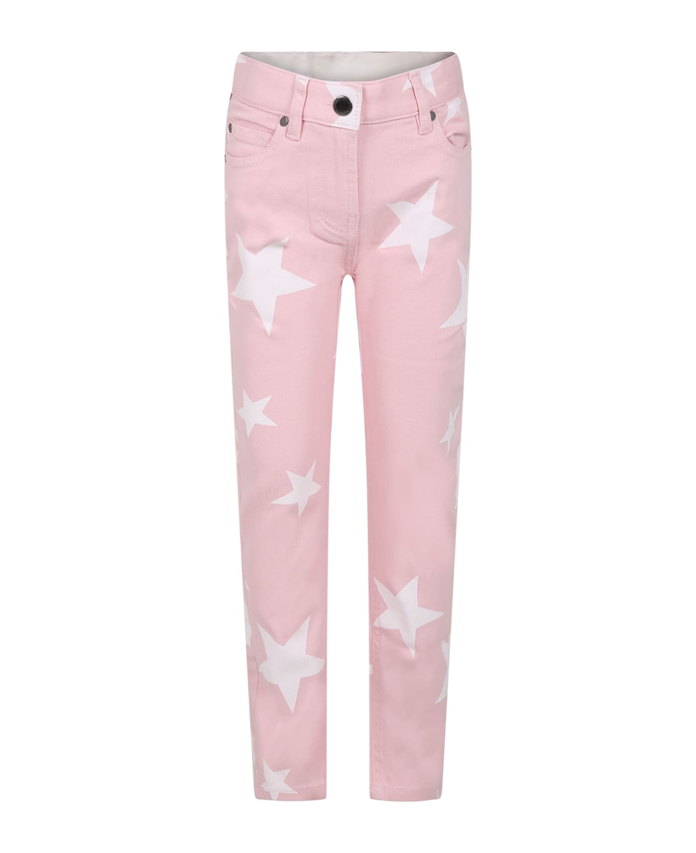 Stella McCartney Kids Pink Jeans For Girl With Stars And Logo - Pink ボトムス